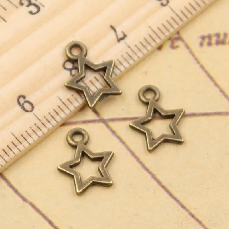 30pcs 매력 스타 Pentagram 13x10mm 티벳 청동 실버 컬러 펜던트 골동품 보석 만들기 DIY 수제 공예