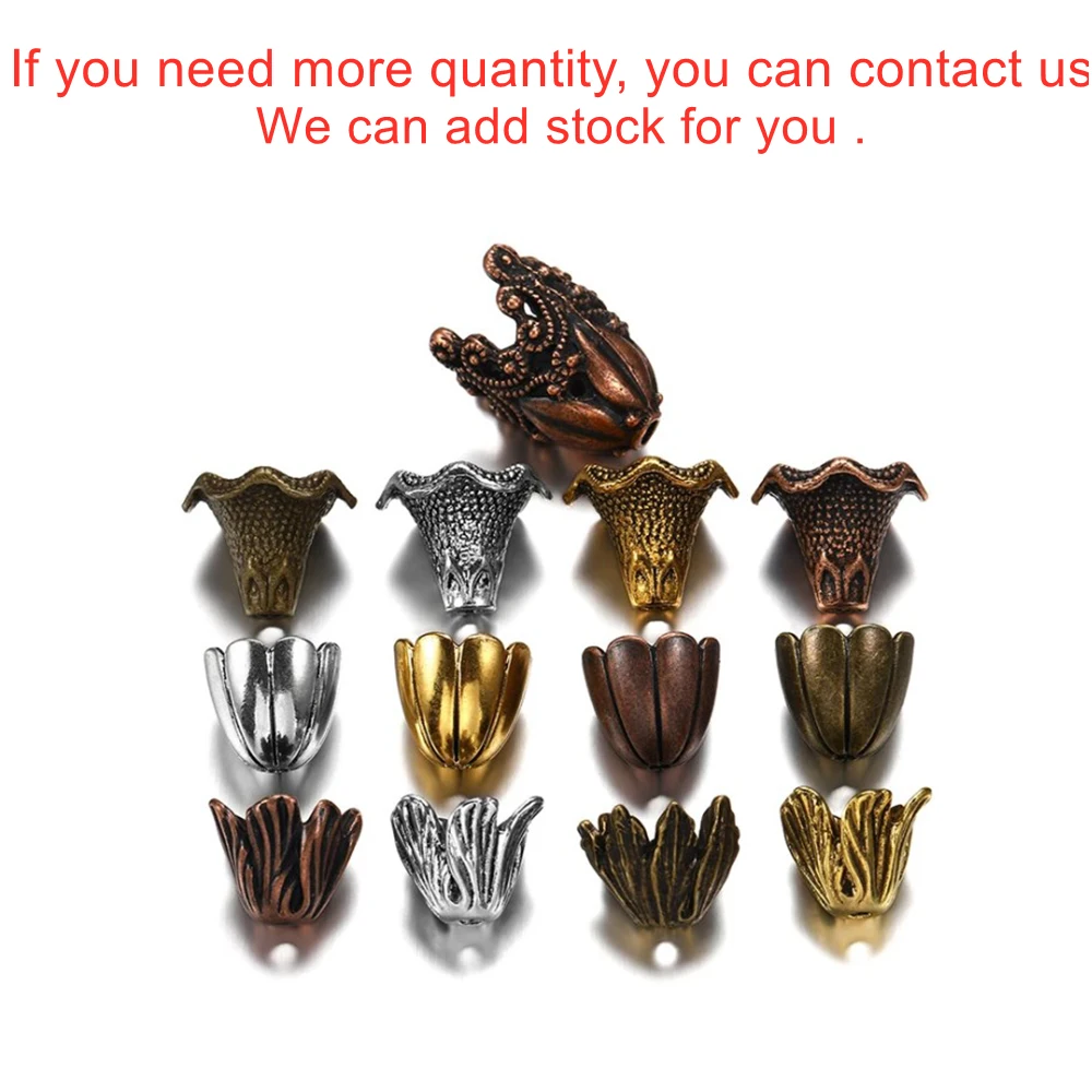 합금 중공 꽃 비즈 캡, 다양한 모양 엔드 캡 커넥터, DIY 귀걸이 쥬얼리 제작 액세서리 용품, 2 개