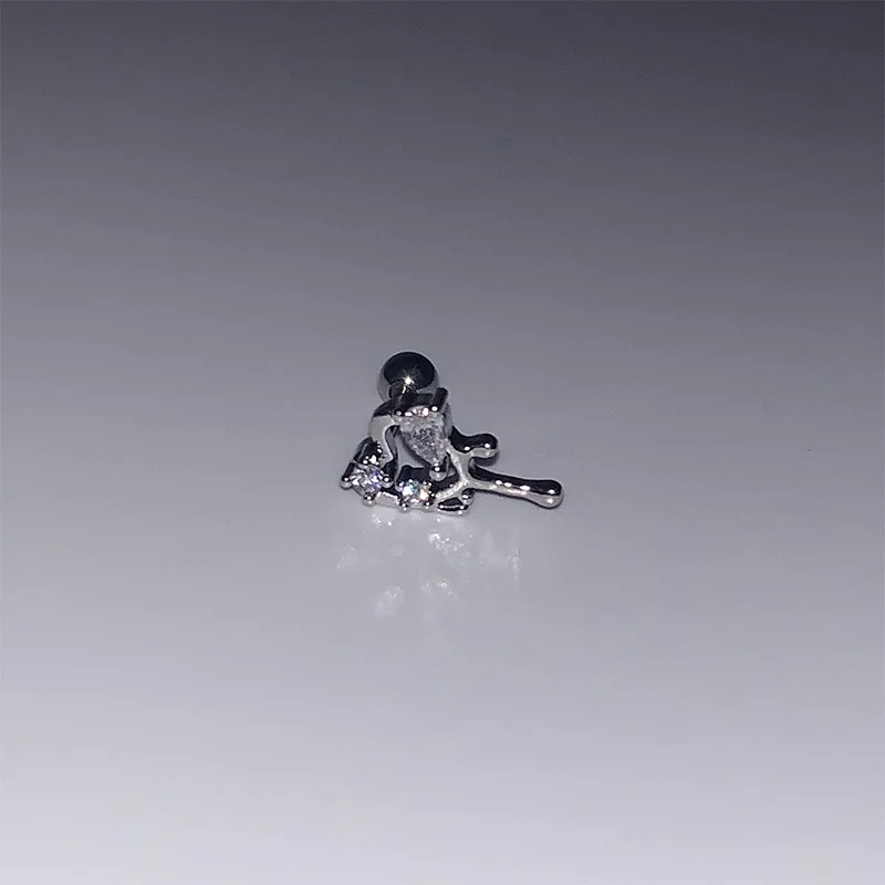 여성용 유행하는 블링 지르콘 크로스 스타 나사 귀걸이, 광택 스테인리스 스틸 귀걸이, 펑크 멋진 절묘한 보석 선물, 신제품