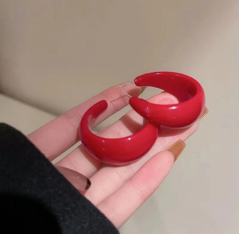 2023 새로운 트렌드 클라인 블루 후프 귀걸이 여성용 한국 기질 블루 그린 레드 화이트 색상 파티 스트리트 쥬얼리 멋진 선물