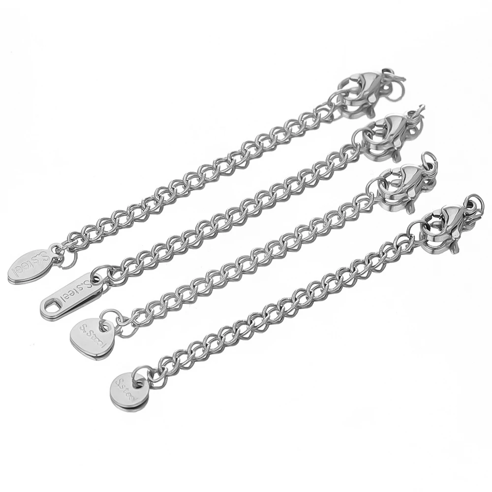 골드 컬러 스테인레스 스틸 연장 테일 체인, 랍스터 걸쇠 커넥터 DIY 팔찌 목걸이 구성 요소 만들기, 10 개