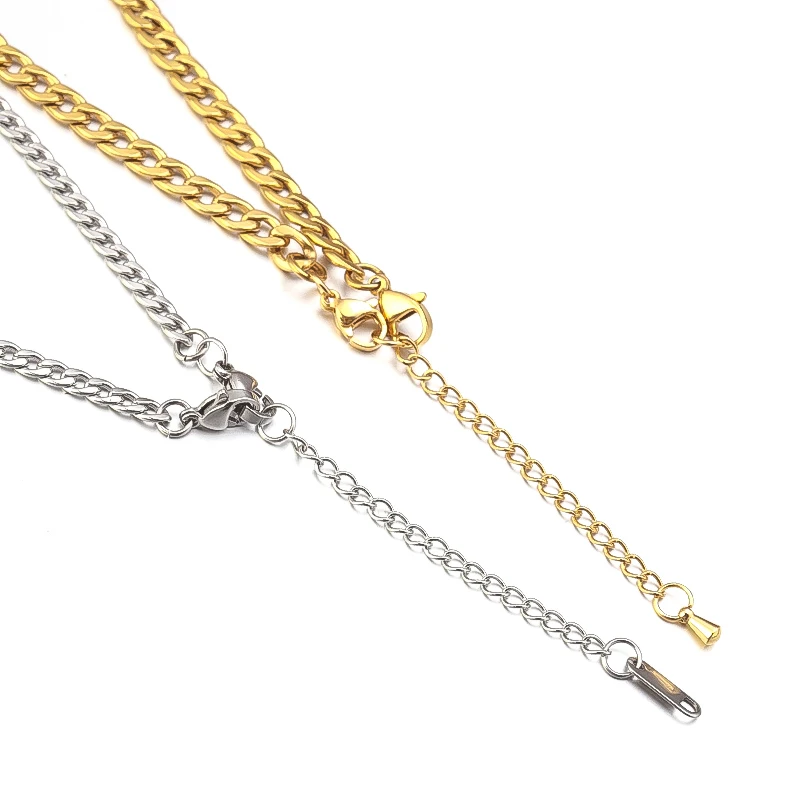 스테인리스 스틸 목걸이 연장 체인 대량 팔찌 주얼리 제작용, 연장 체인, 꼬리 체인, 연장기, 50mm, 10 개 묶음