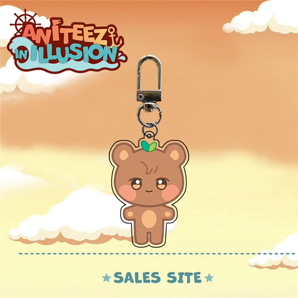 케이팝 ATEEZ 만화 키체인 앨범 ANITEEZ 키체인, 홍중 성화 윤호 여상산 키링 펜던트 액세서리, 팬 선물