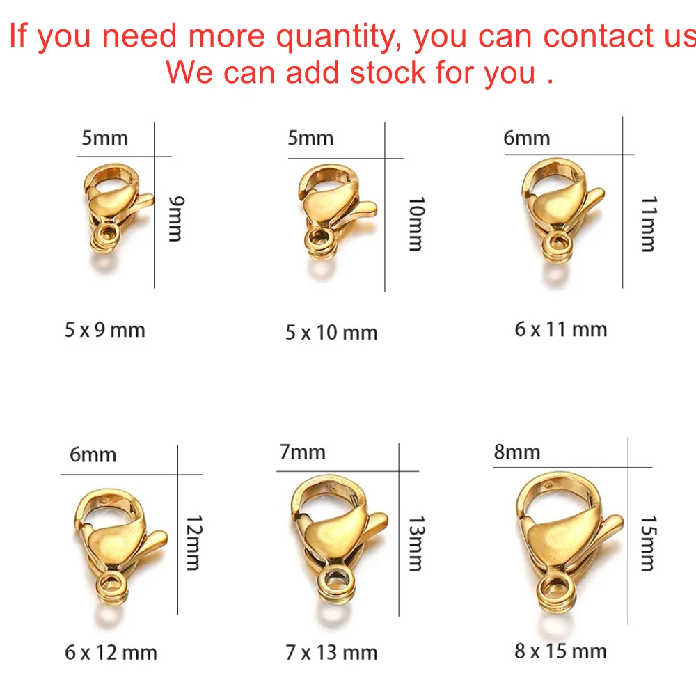 스테인리스 스틸 랍스터 걸쇠, 골드 컬러 랍스터 걸쇠, 후크 커넥터, DIY 보석 제작, 파인딩 액세서리, 10 개, 20 개