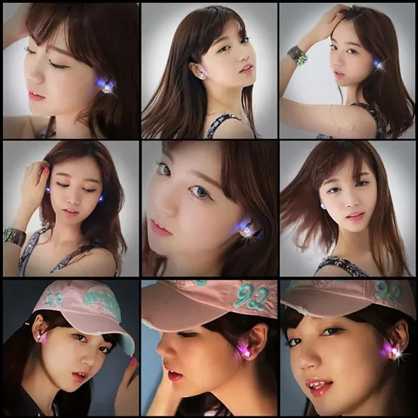 독특한 소년 소녀 LED 라이트 블링 스터드 귀걸이 크리스마스 선물 할로윈 파티 밤 귀걸이 스터드 패션 쥬얼리