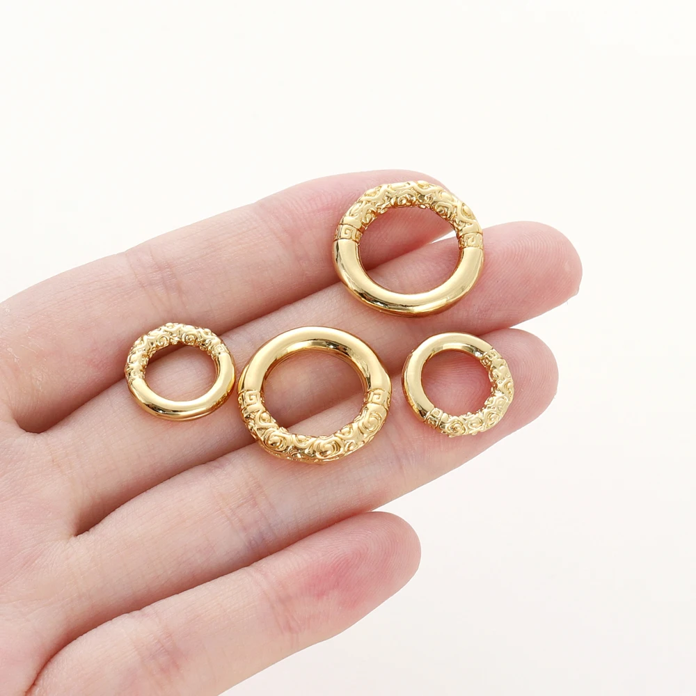 금 도금 대형 원형 금속 D 링 버클 걸쇠 웹, 가죽 벨트 가방 의류 DIY 공예 보석 만들기, 로트당 10 개, 18K
