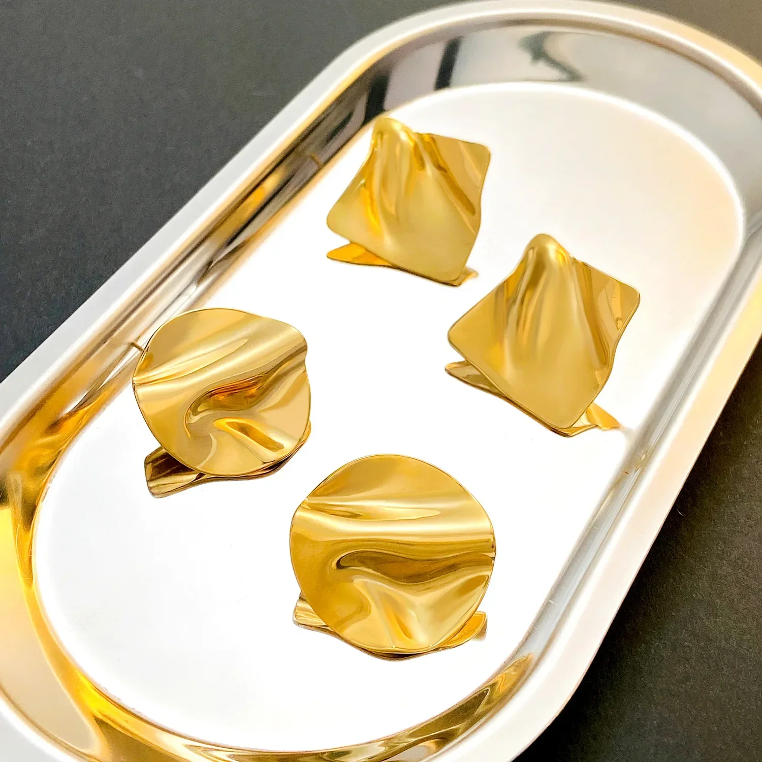 불규칙한 스테인레스 스틸 스터드 귀걸이, 여성용 패션 스테이트먼트, 기하학적 라운드 귀걸이, 쥬얼리 선물 액세서리