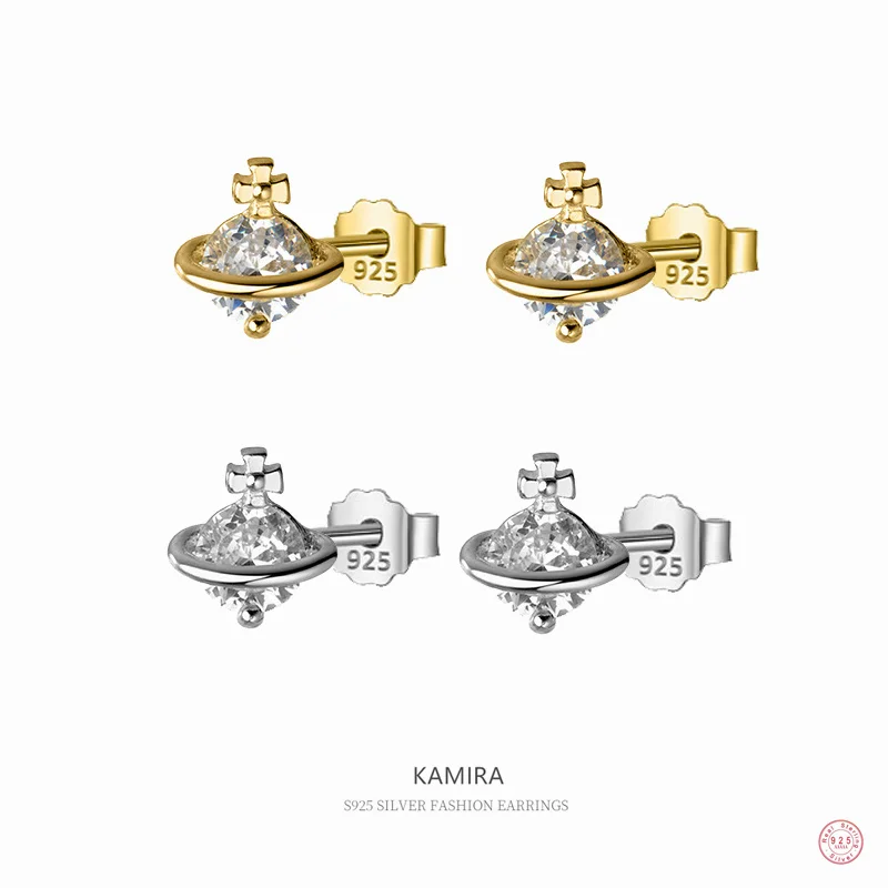 KAMIRA-925 스털링 실버 클래식 크로스 럭셔리 플래닛 지르콘, 작은 스터드 귀걸이, 여성 패션, 독특한 디자인 웨딩 주얼리 title=KAMIRA-925 스털링 실버 클래식 크로스 럭셔리 플래닛 지르콘, 작은 스터드 귀걸이, 여성 패션, 독특한 디자인 웨딩 주얼리 