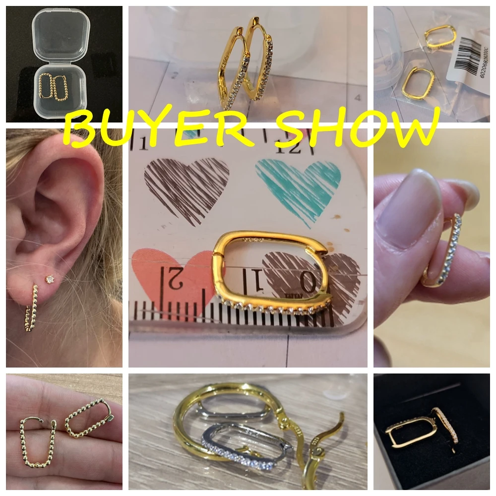 CANNER 925 스털링 실버 스퀘어 피어싱 Huggie 후프 귀걸이 여성을위한 간단한 큐빅 지르코니아 Earings 파인 쥬얼리 Pendientes