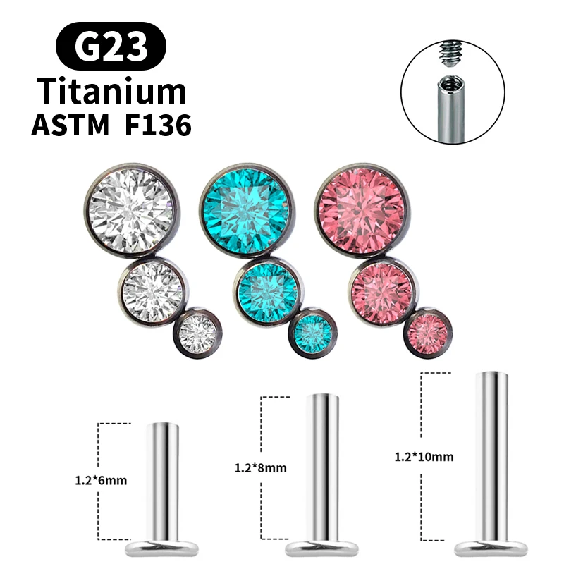 G23 티타늄 스터드 귀걸이, 16G 피어싱 세트, 귀 이주 연골 지르콘 오팔 바디 쥬얼리, 헬릭스, 다이, 립 로브 핀, 도매