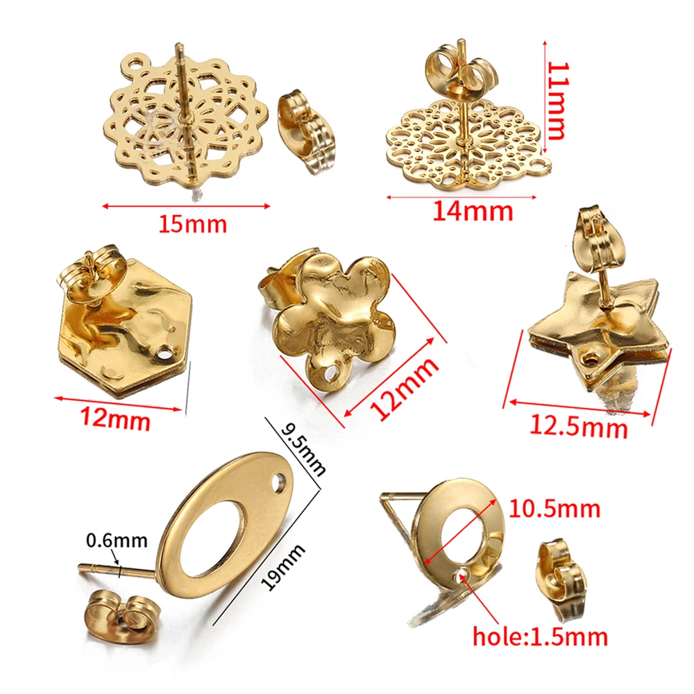 스테인리스 스틸 귀걸이 제작 재료, 귀걸이 장식, 귀마개, DIY 주얼리 제작 액세서리, 10 개