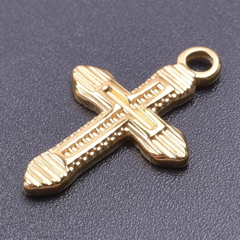 골드 컬러 페이드 없음, 악마의 눈, 십자가 하트 천사 스테인리스 스틸 펜던트, 쥬얼리 제작 용품, DIY 귀걸이, 5 개/로트