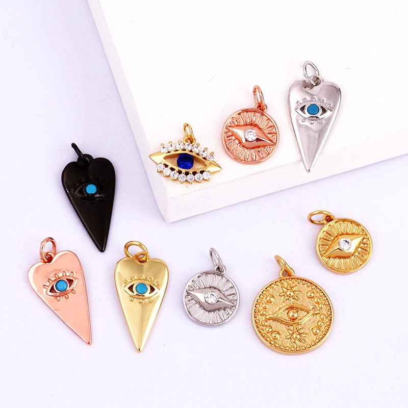 Evil Eye Charm 펜던트, 18K 리얼 골드 도금 큐빅, CZ 포장 종교, 쥬얼리 목걸이, 팔찌 액세서리 용품, K09