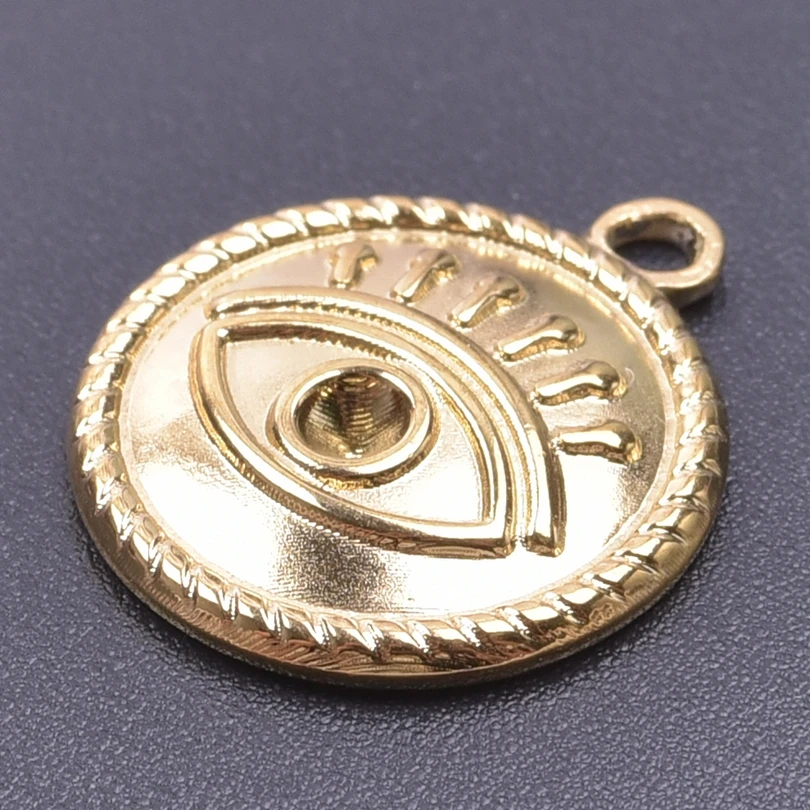 골드 컬러 페이드 없음, 악마의 눈, 십자가 하트 천사 스테인리스 스틸 펜던트, 쥬얼리 제작 용품, DIY 귀걸이, 5 개/로트