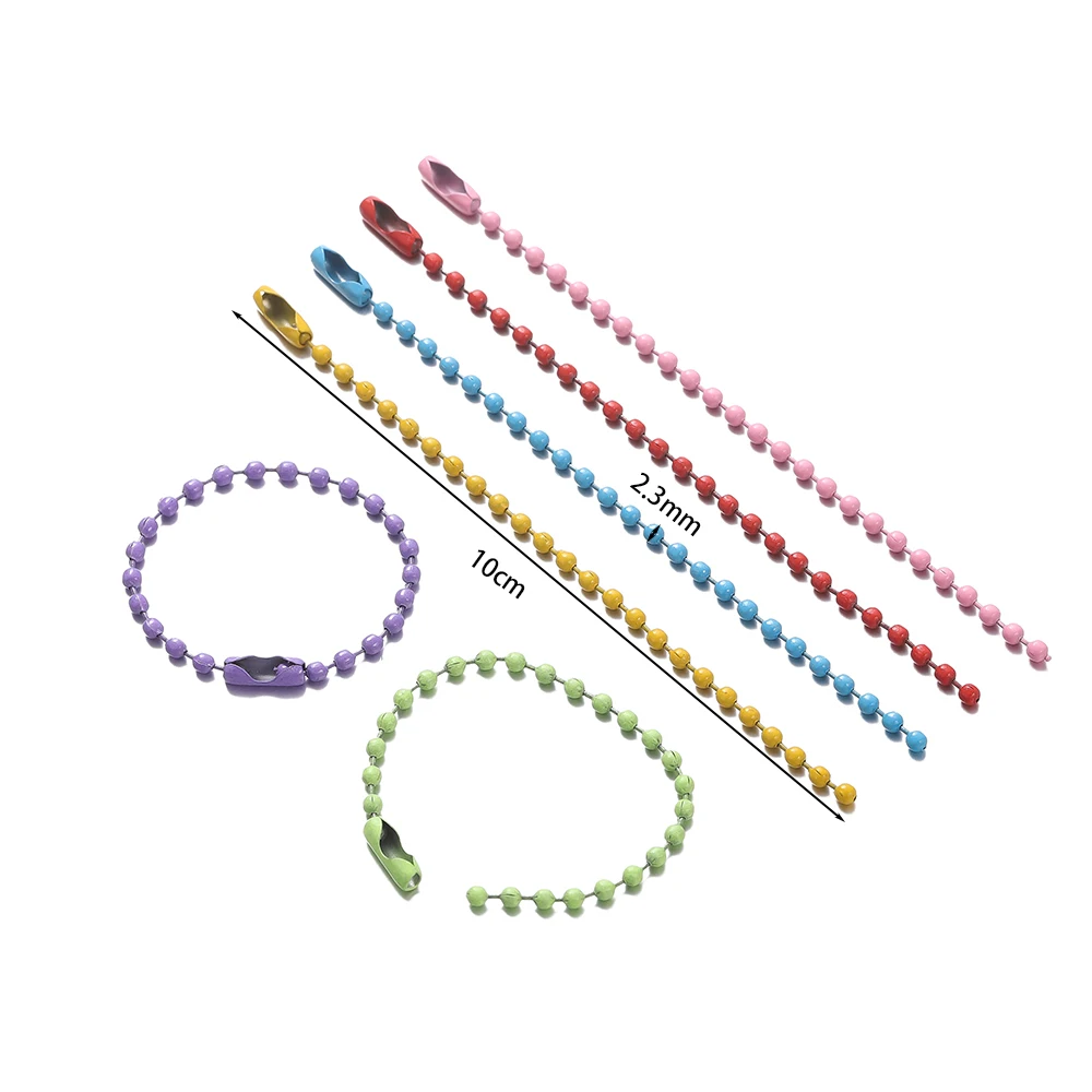 다채로운 볼 비드 체인에 맞는 열쇠 고리 핸드 태그 커넥터, DIY 팔찌 쥬얼리 제작 액세서리 길이 10cm, 10 개, 20 개