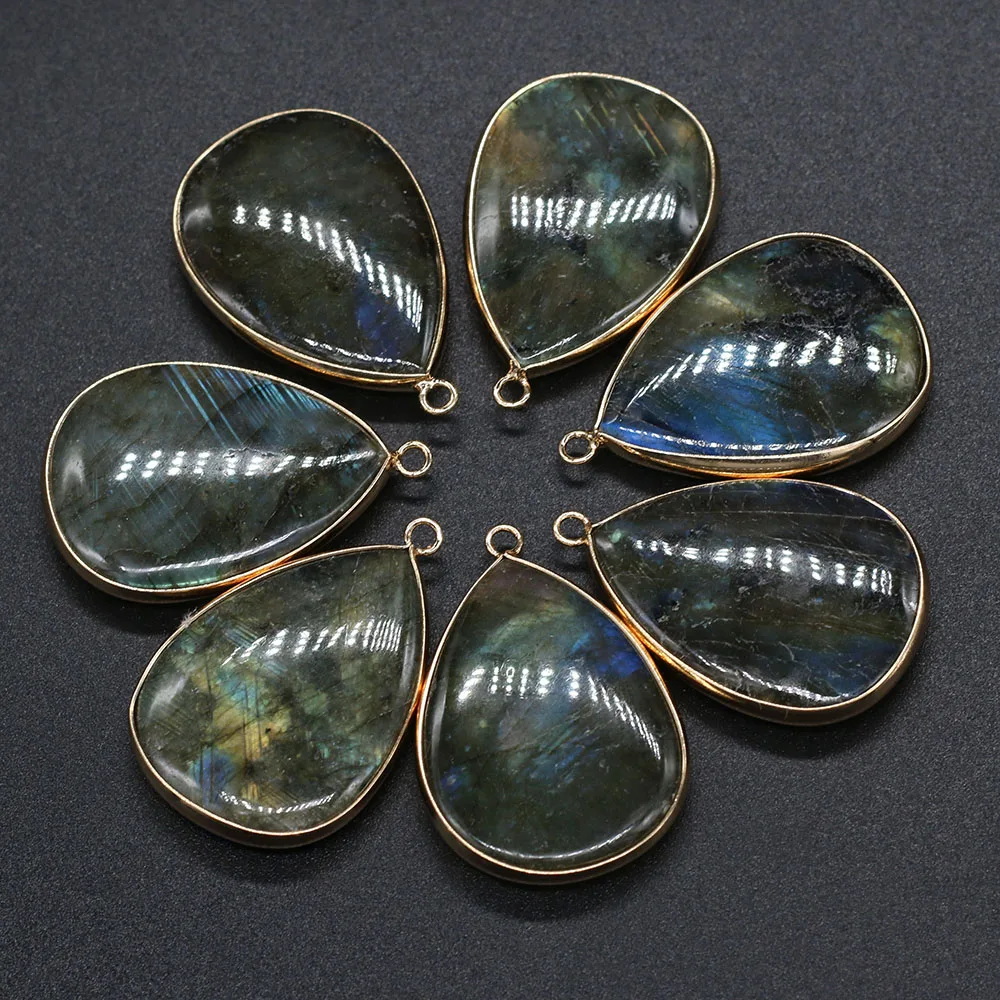 DIY 목걸이에 대 한 드롭 모양의 플래시 Labradorite 펜 던 트 매력 수공예품 봉 제 공예 보석 액세서리 만들기