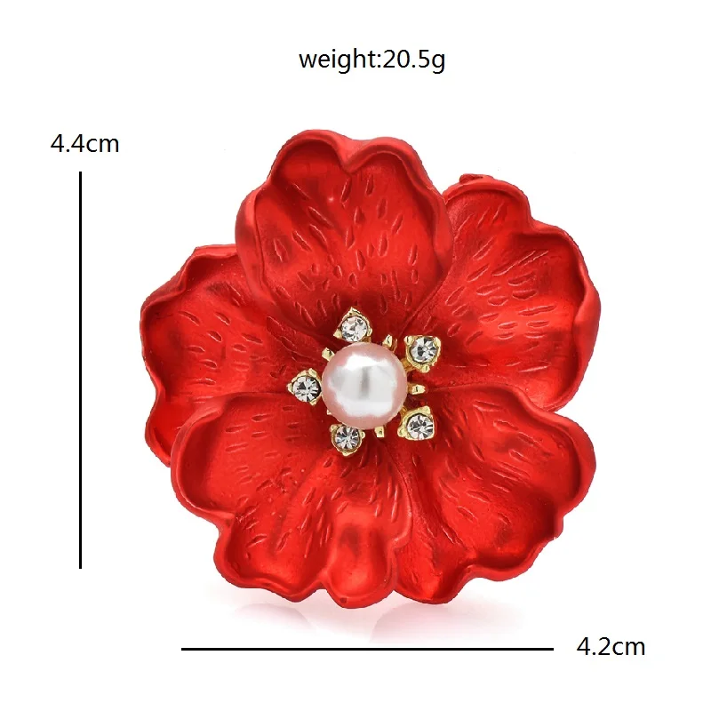 Wuli & baby 여성용 아름다운 꽃 브로치, 레드 블루 에나멜 진주 꽃 식물, 파티 사무실 브로치 핀 선물