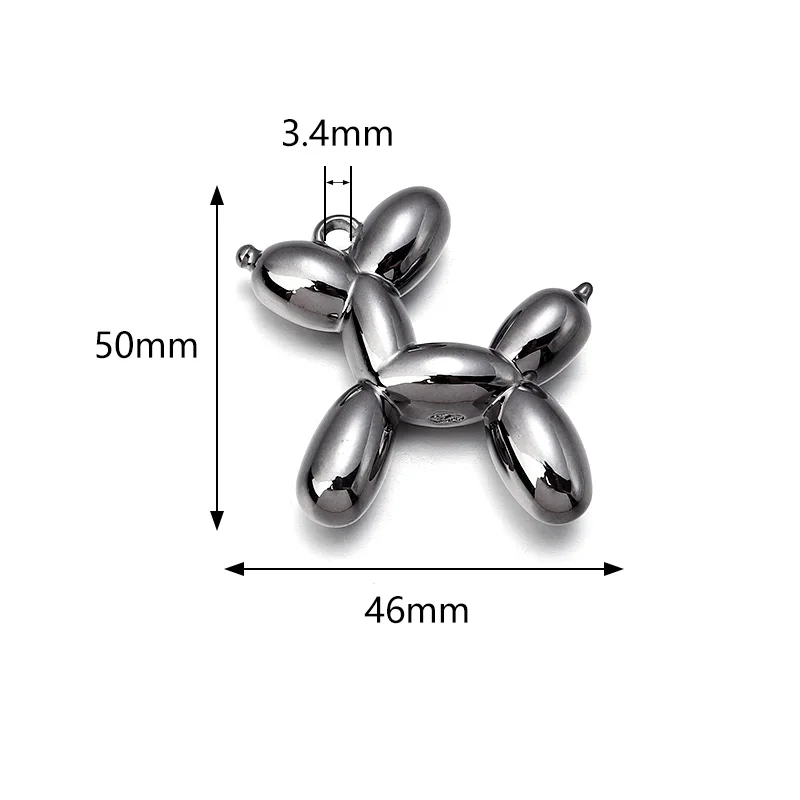 Louleur 푹신한 풍선 개 모양 아크릴 펜던트, 팔찌 DIY 목걸이 쥬얼리 제작용, 매력 펜던트, 46x50mm, 5 개