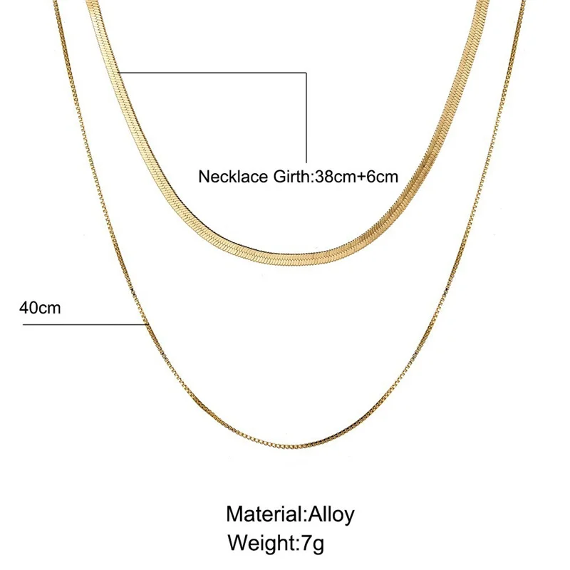 여성용 다층 스네이크 체인 목걸이, 헤링본 초커, 쇄골 목 체인, 2023 트렌디 쥬얼리 선물, 골드 컬러 패션