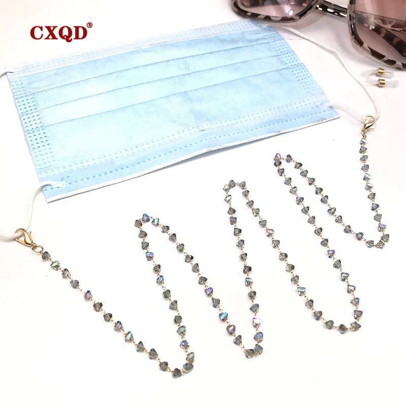 여성용 패션 독서 안경 체인, 선글라스 코드 캐주얼 4mm 기하학 삼각형 구슬 스테인레스 스틸 안경 마스크