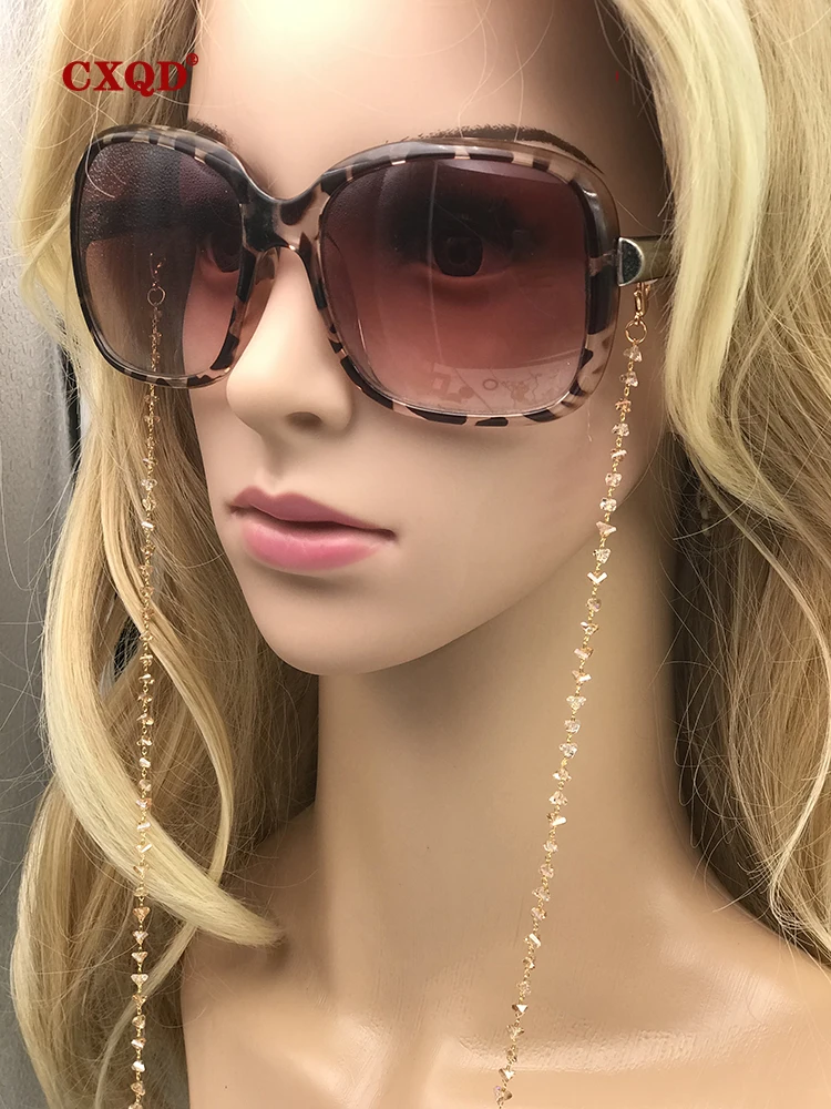 여성용 패션 독서 안경 체인, 선글라스 코드 캐주얼 4mm 기하학 삼각형 구슬 스테인레스 스틸 안경 마스크