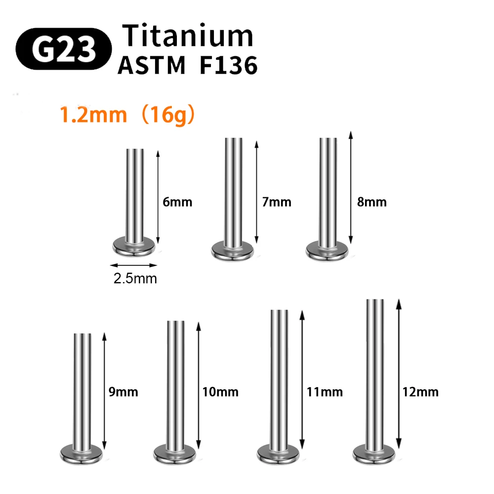 라브렛 립 피어싱 링 귀걸이 베이스, 립 바디 쥬얼리 플러그인 베이스, G23 ASTM F136 티타늄 도매, 10pce14G, 16G, 20G