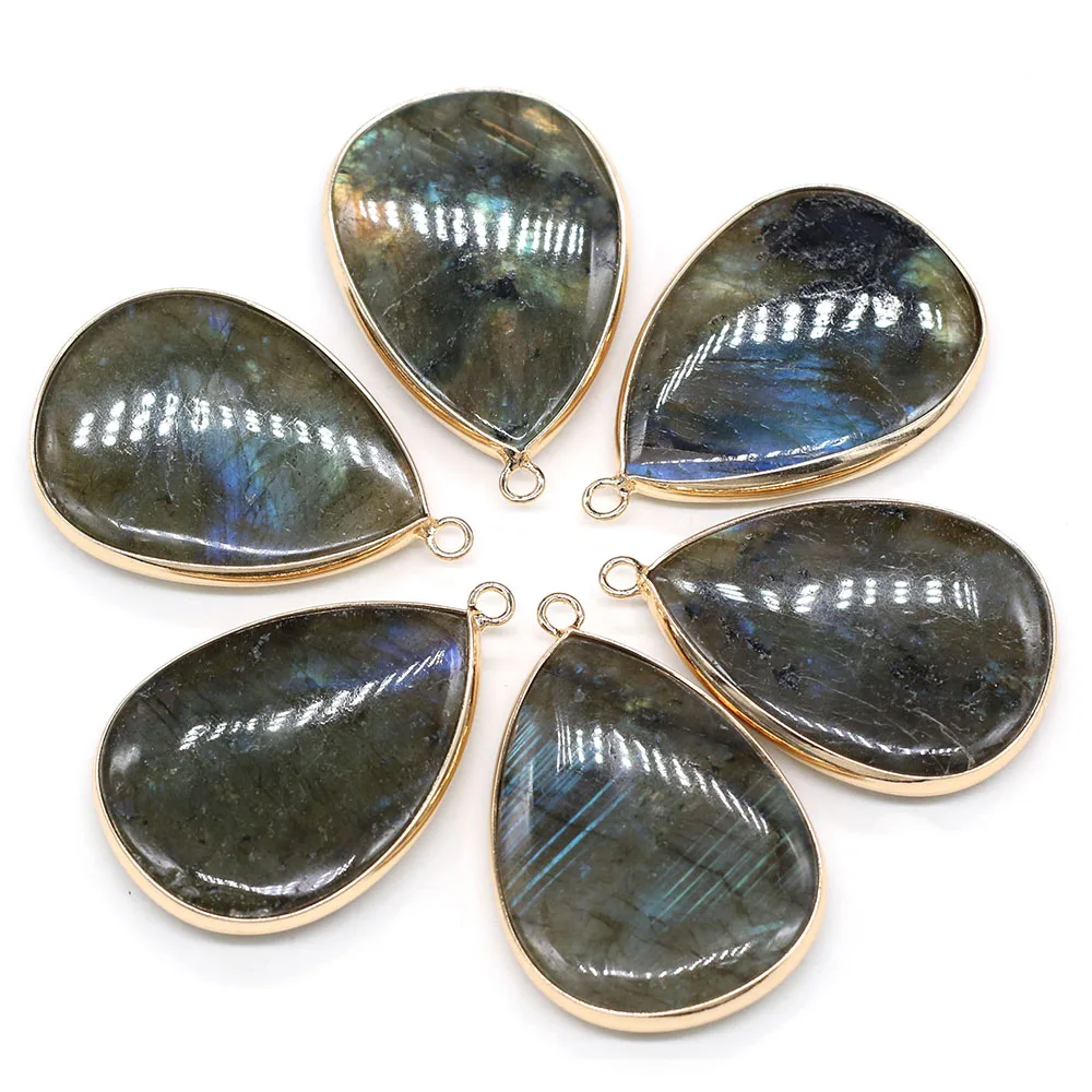 DIY 목걸이에 대 한 드롭 모양의 플래시 Labradorite 펜 던 트 매력 수공예품 봉 제 공예 보석 액세서리 만들기