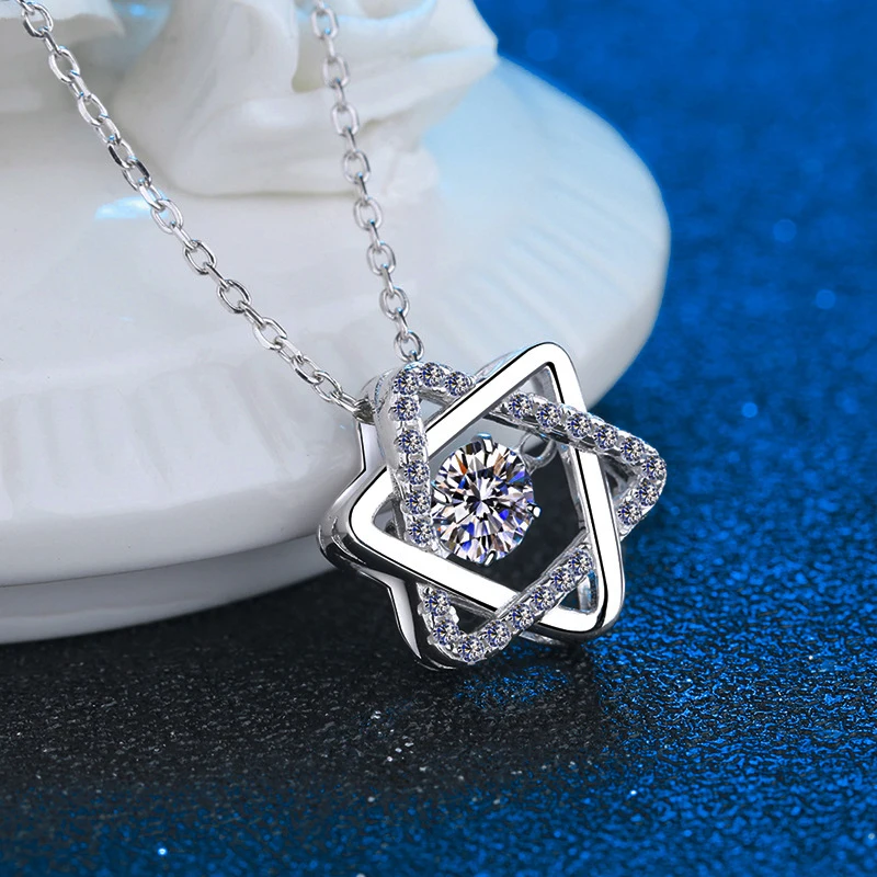 여성용 14K 화이트 골드 리얼 GRA 모이사나이트 목걸이, 925 스털링 실버, 0.5ct 랩 다이아몬드 목걸이, 파인 주얼리