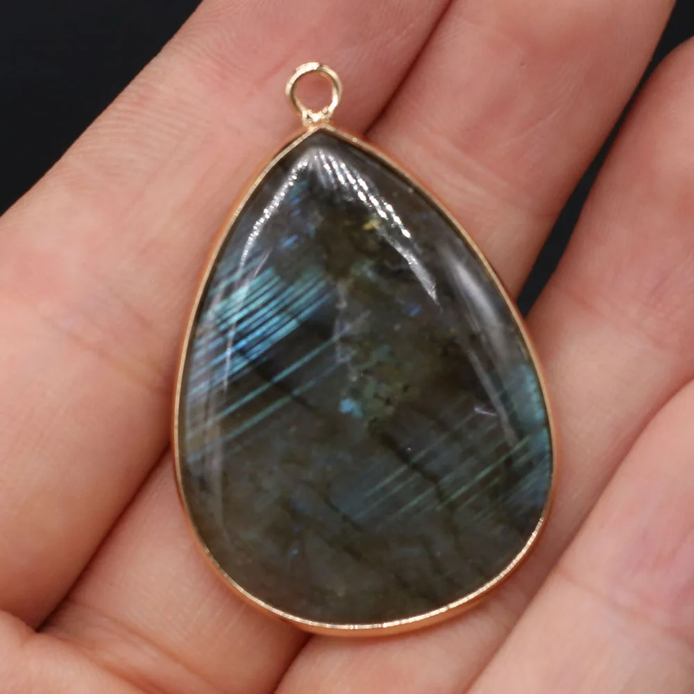 DIY 목걸이에 대 한 드롭 모양의 플래시 Labradorite 펜 던 트 매력 수공예품 봉 제 공예 보석 액세서리 만들기