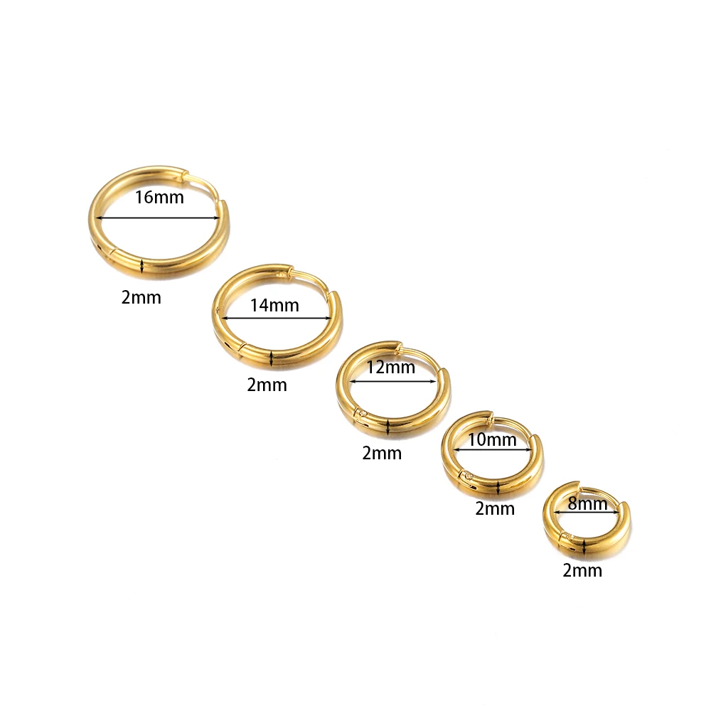 스테인레스 스틸 원형 후프 귀걸이, 골드 컬러, 라운드 기하학 귀걸이, DIY 귀걸이 쥬얼리 제작용 쥬얼리 결과물, 로트당 10 개