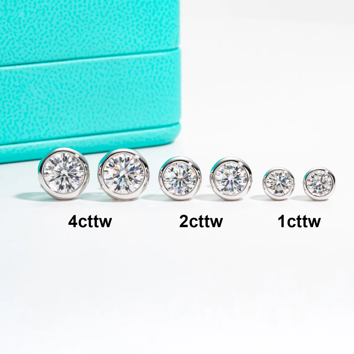 AnuJewel D 컬러 Moissanite 베젤 스터드 귀걸이 18K 골드 도금 펜던트 목걸이 925 스털링 실버 주얼리 세트 세관 보석