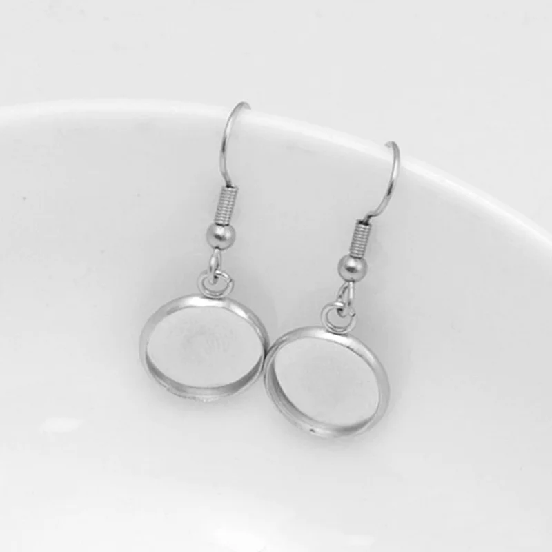 스테인레스 스틸 카보숑 귀걸이 세팅, 빈 베이스 DIY 귀걸이 후크, 쥬얼리 파인딩, 6 8 10 12 14 16 18 20 25 30mm, 20pc