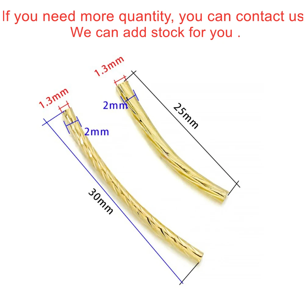 25-30mm 스트라이프 구리 커브 튜브 스페이서 비즈 커넥터, DIY 쥬얼리 팔찌 목걸이 액세서리 만들기, 100 개/묶음