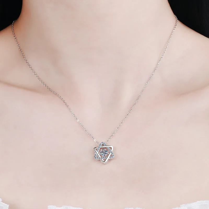 여성용 14K 화이트 골드 리얼 GRA 모이사나이트 목걸이, 925 스털링 실버, 0.5ct 랩 다이아몬드 목걸이, 파인 주얼리