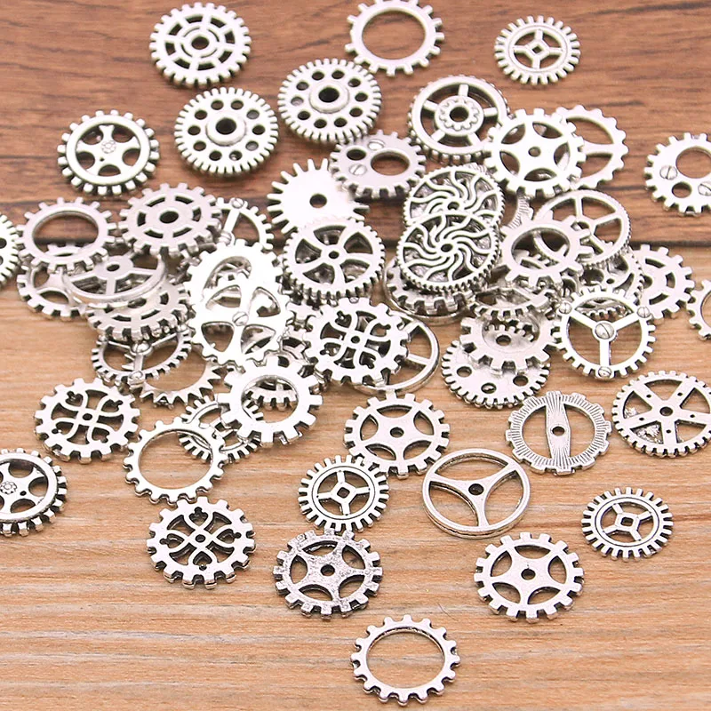 Pulchritude 60 pcs 4 색 소형 8-15mm 혼합 합금 기계식 steampunk 톱니 바퀴 및 기어 diy 액세서리 new oct drop ship