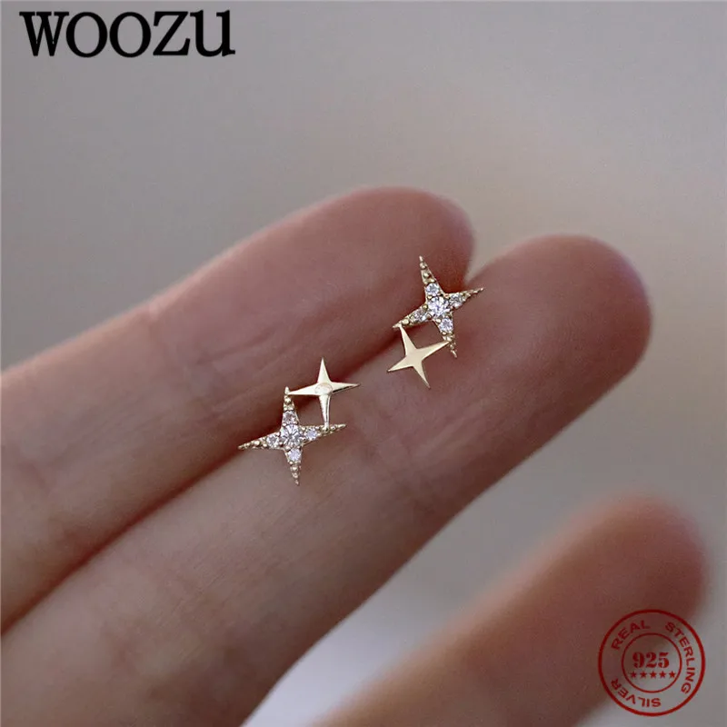 WOOZU-925 스털링 실버 로맨틱하고 귀여운 4 점 스타 스터드 귀걸이, 여성을 위한 유럽 패션 14k 골드 도금 주얼리 선물 title=WOOZU-925 스털링 실버 로맨틱하고 귀여운 4 점 스타 스터드 귀걸이, 여성을 위한 유럽 패션 14k 골드 도금 주얼리 선물 