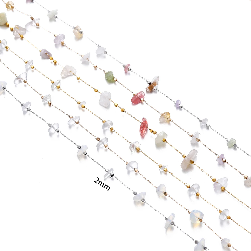 크리스탈 불규칙 지르콘 스톤 비즈 체인 목걸이 팔찌, DIY 쥬얼리 제작용 부품, 롤 당 1 미터