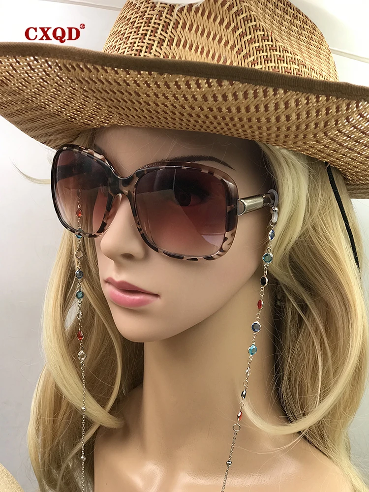 여성용 패션 독서 안경 체인, 선글라스 코드 캐주얼 4mm 기하학 삼각형 구슬 스테인레스 스틸 안경 마스크