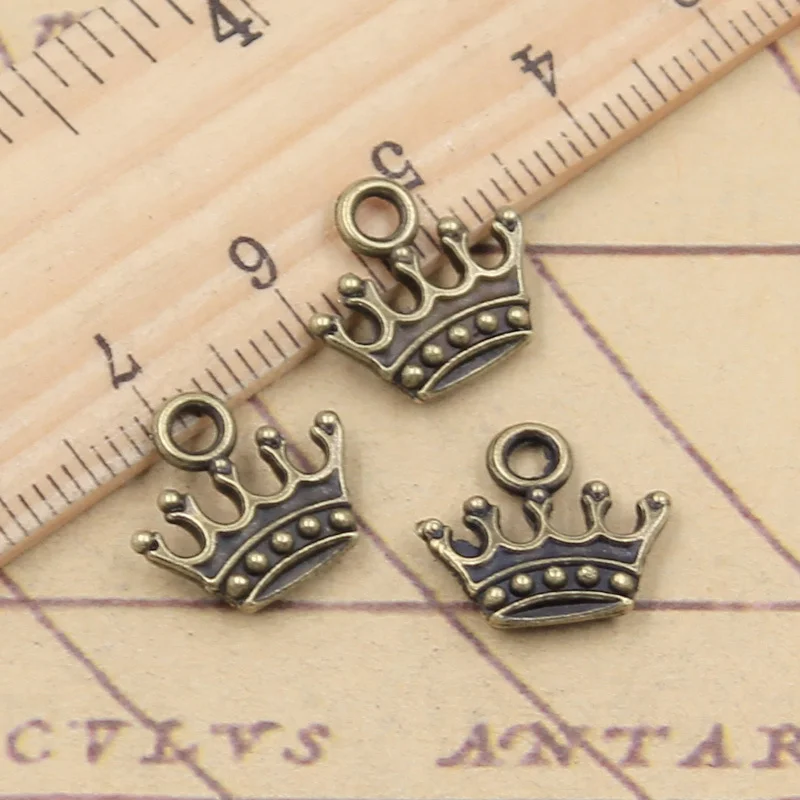 20pcs 매력 크라운 13x14mm 티벳 청동 실버 컬러 펜던트 골동품 보석 만들기 DIY 수제 공예