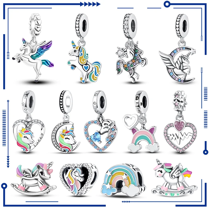 2023 다채로운 유니콘 매력 비즈 핏 판도라 오리지널 팔찌 여성용 925 실버 펜던트 비즈, DIY 쥬얼리 럭셔리 선물, 신제품 title=2023 다채로운 유니콘 매력 비즈 핏 판도라 오리지널 팔찌 여성용 925 실버 펜던트 비즈, DIY 쥬얼리 럭셔리 선물, 신제품 