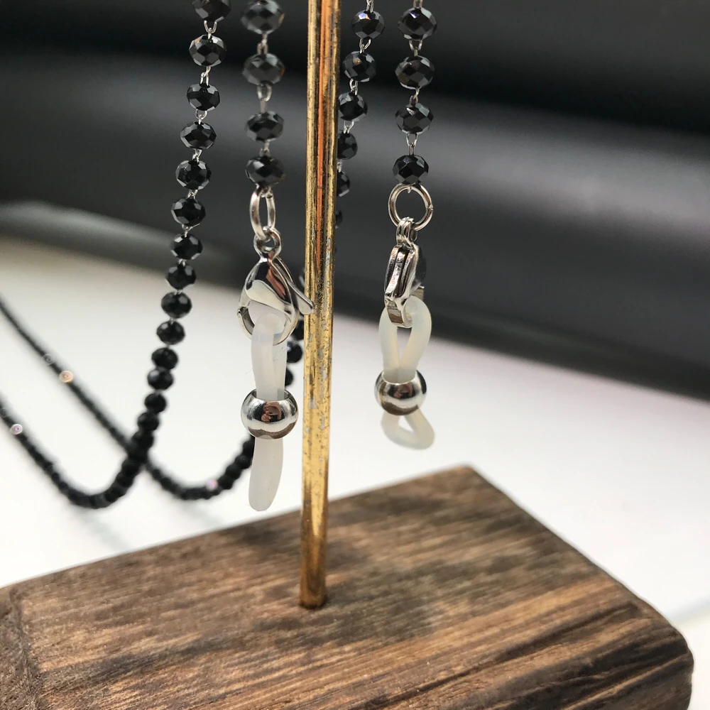 여성용 패션 독서 안경 체인, 선글라스 코드 캐주얼 4mm 기하학 삼각형 구슬 스테인레스 스틸 안경 마스크