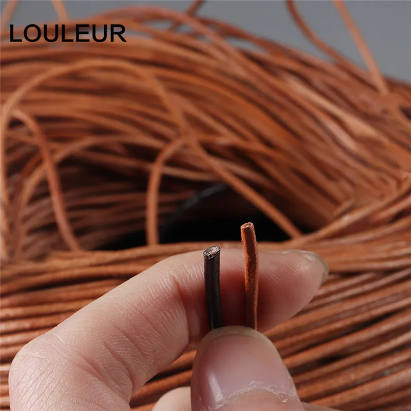 Louleur 100% 정품 암소 가죽 라운드 티팬티 코드, 가죽 코드 스트링 로프, DIY 목걸이 팔찌, DIY 보석 만들기