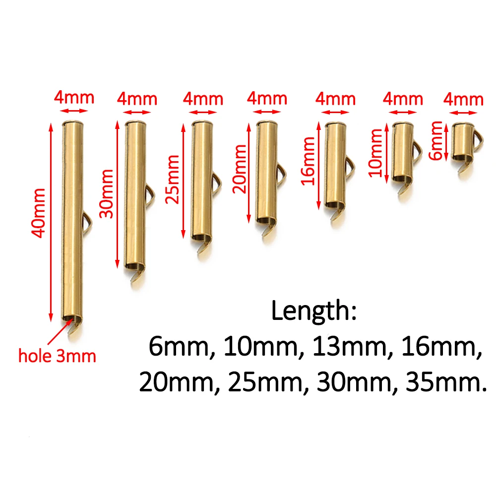 스테인레스 스틸 슬라이드 걸쇠 튜브 슬라이더 엔드 캡 씨드 비즈 리본 패스너 쥬얼리 만들기 DIY, 6-40mm 20 개