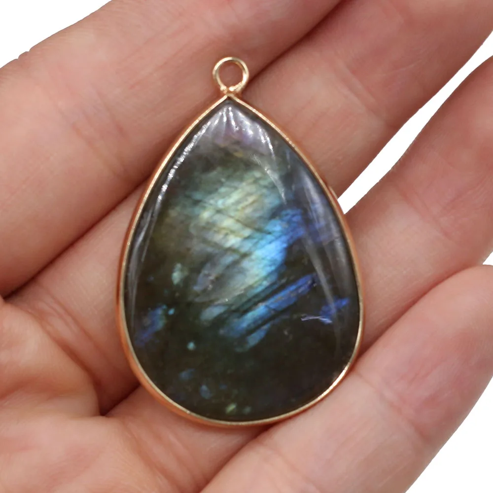 DIY 목걸이에 대 한 드롭 모양의 플래시 Labradorite 펜 던 트 매력 수공예품 봉 제 공예 보석 액세서리 만들기