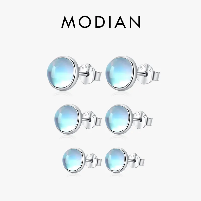 Modian-925 스털링 실버 라운드 절묘한 월장석 4 5 6 MM 스터드 귀걸이, 백금 도금 매력 귀 스터드 여성 주얼리 title=Modian-925 스털링 실버 라운드 절묘한 월장석 4 5 6 MM 스터드 귀걸이, 백금 도금 매력 귀 스터드 여성 주얼리 