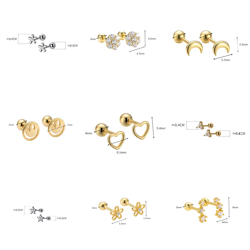WANTME-925 스털링 실버 패션 심플 골든 플라워 비즈 여성용 작은 스터드 귀걸이, 십대 피어싱 주얼리 액세서리