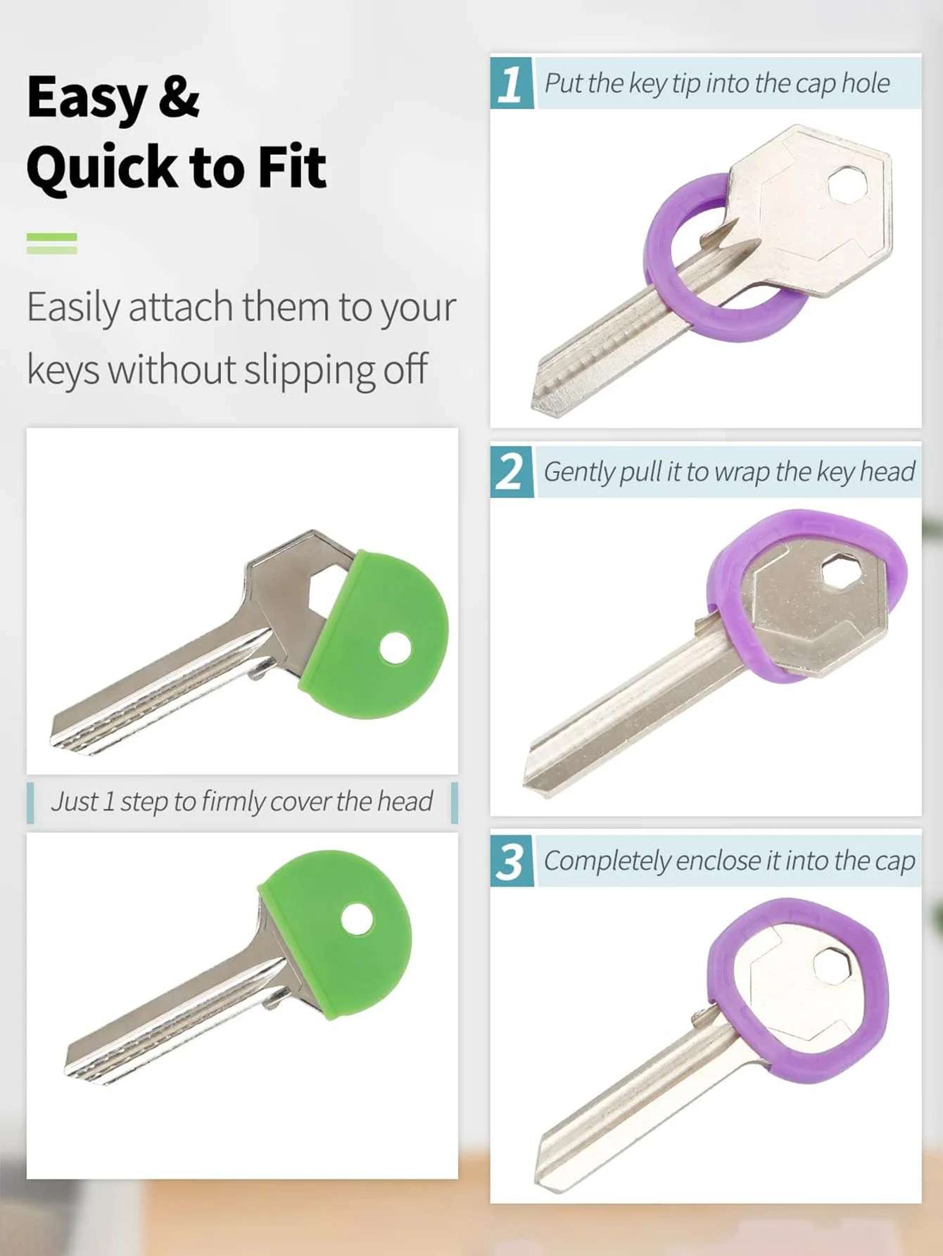 실리콘 탄성 키 캡 세트, 유연한 키 커버, 문짝 키 링 쉽게 식별, 태그 커버