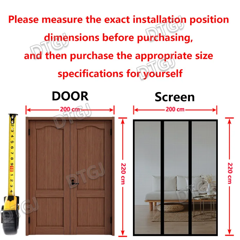 마그네틱 커튼 모기장 맞춤형 크기 여름 검은 곤충 그물 자동 폐쇄 커튼 유리문, 거실 더블 도어, 전망대에 적합