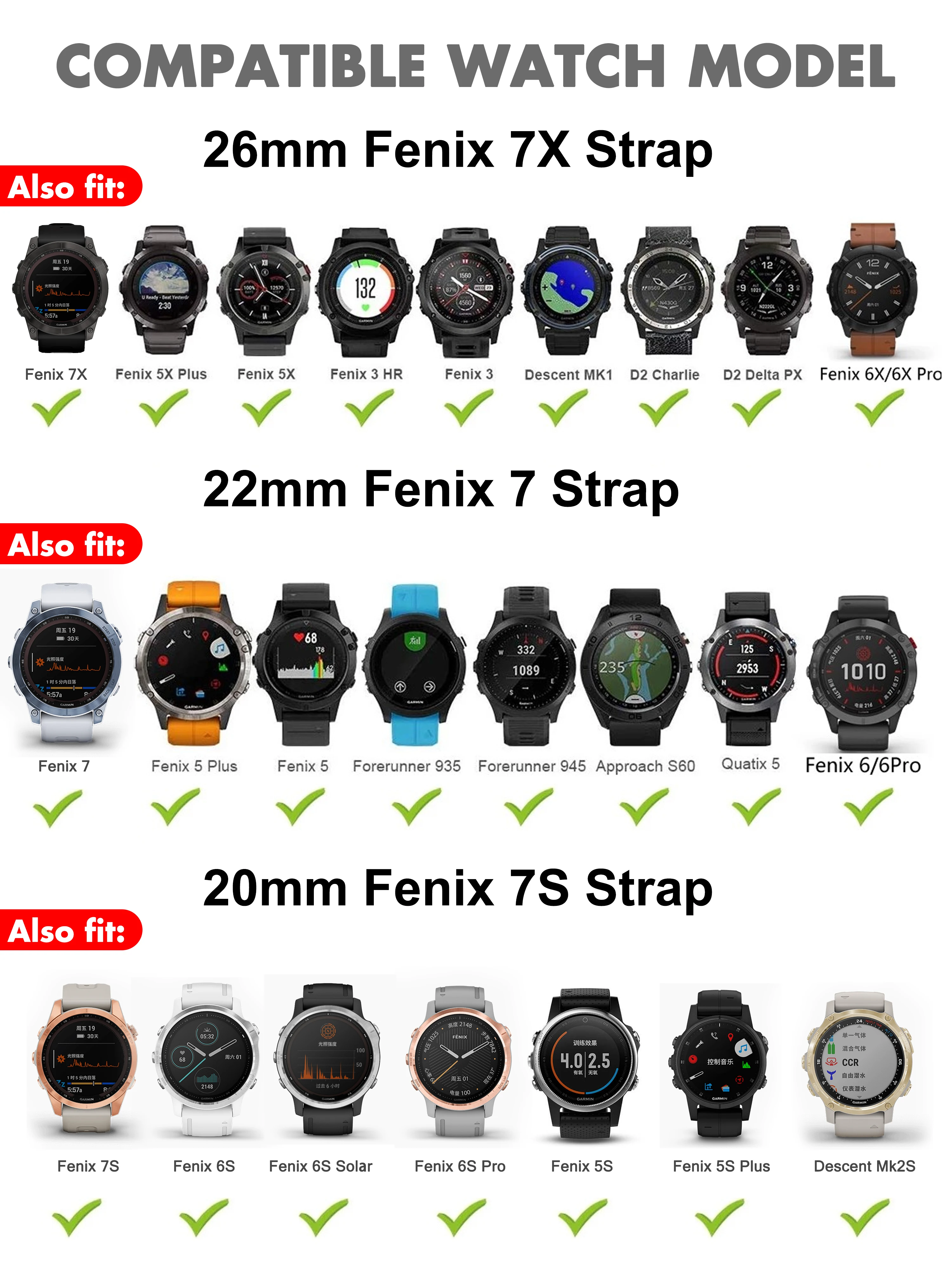 Amazfit 20 22 26mm 실리콘 스트랩 Garmin fenix 7X 7 7S 6X 6 Pro 6S 5 5X Plus 스마트 워치 밴드 팔찌 fenix 7 6 Correa