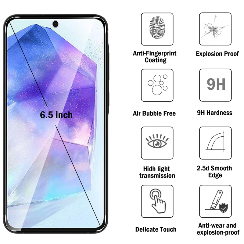 삼성 갤럭시 화면 보호대 강화 유리 필름, 삼성 A55, A54, A14, A35, A34, A51, A52, A52S 용